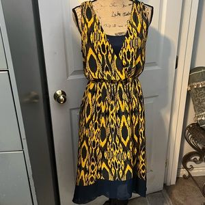 Princess-Vera Wang, Medium, Blue and Yellow, Asymmetrical Dress